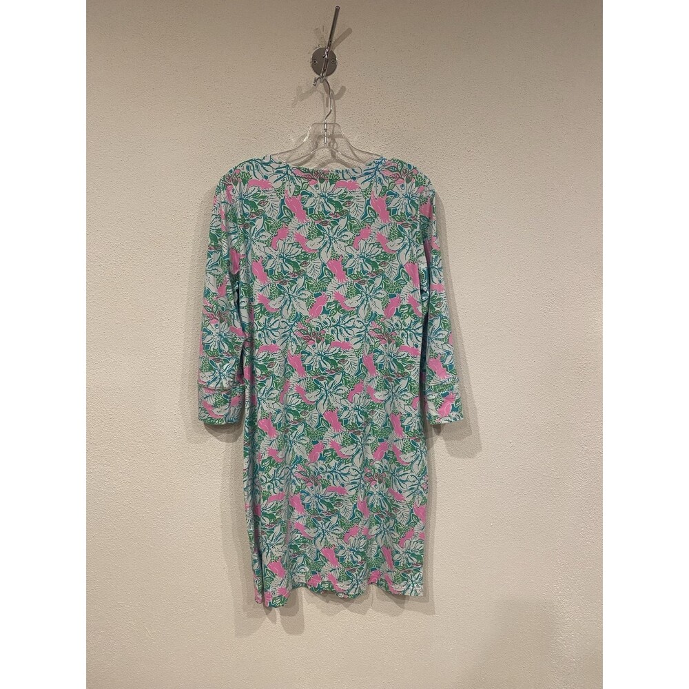 Lilly Pulitzer Nadine Dress Womens Large Multicolor Floral 3/4 Sleeve Tropical - Picture 4 of 4